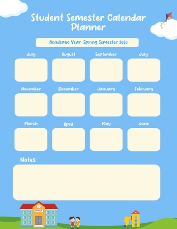 Free Student Semester Calendar Planner Template to Edit Online