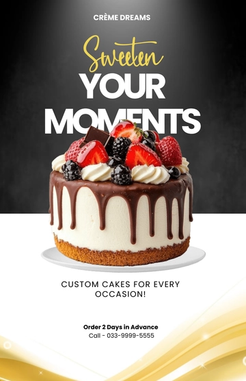 Free Glittery Cake Design  Food Poster Template to Edit Online