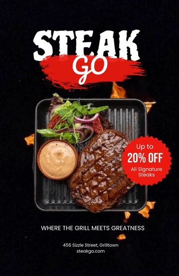 Free Steakhouse Restaurant Poster Template to Edit Online