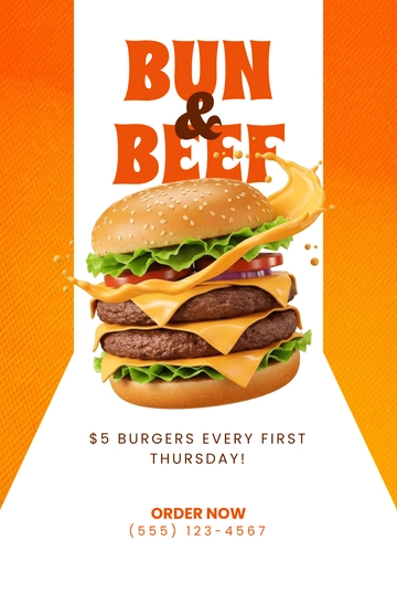 Free Simple Burger Restaurant Poster Template to Edit Online