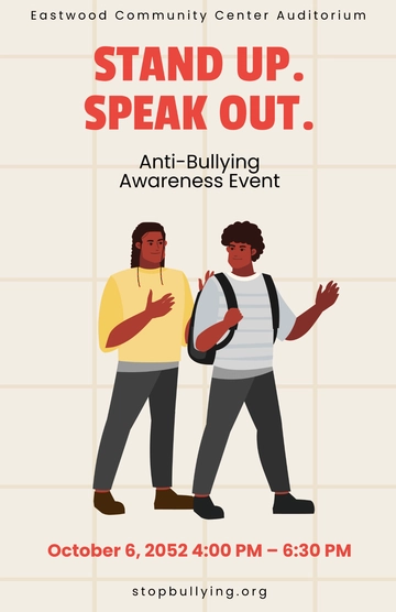 Free Simple Anti Bullying Event Poster Template to Edit Online