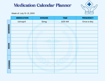 Free Medication Calendar Planner Template to Edit Online