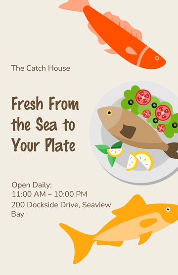 Free Printable Fish Restaurant Poster Template to Edit Online