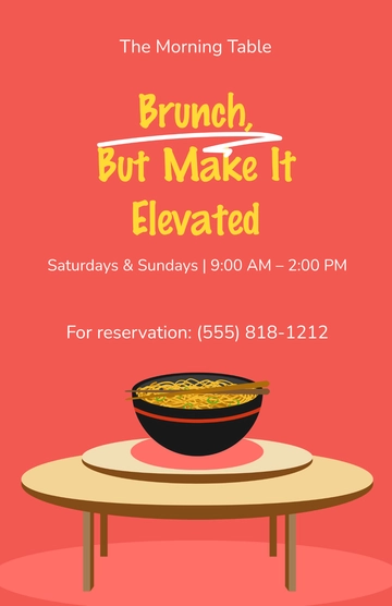 Free Professional Brunch Restaurant Poster Template to Edit Online
