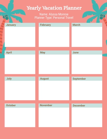 Free Yearly Vacation Planner Template to Edit Online