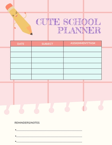 Free Cute School Planner Design Template to Edit Online