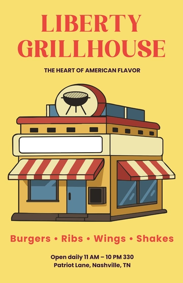 Free American Restaurant Poster Template to Edit Online