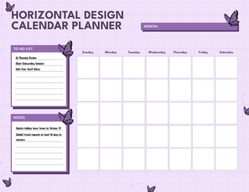 Free Horizontal Design Calendar Planner Template to Edit Online