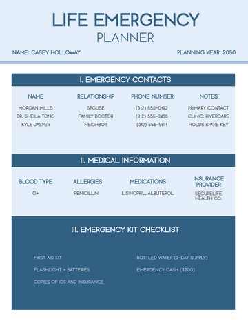 Free Life Emergency Planner Template to Edit Online