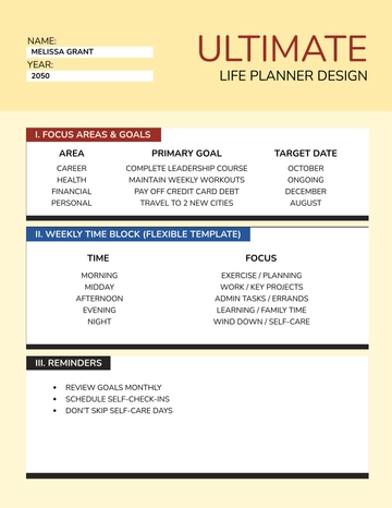 Free Ultimate Life Planner Design Template to Edit Online