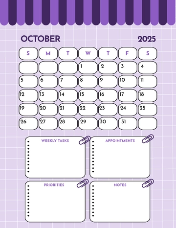 Free October 2025 Weekly Calendar Template to Edit Online
