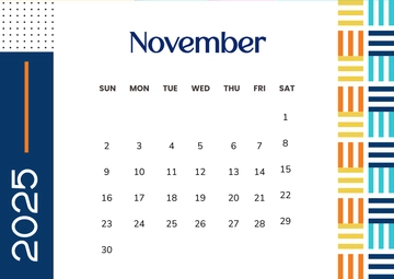 Free Year 2025 November Calendar Template to Edit Online