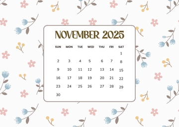 Free Floral November 2025 Calendar Template to Edit Online