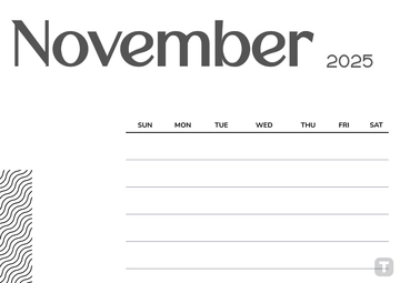 Blank November 2025 Focus Calendar Template to Download