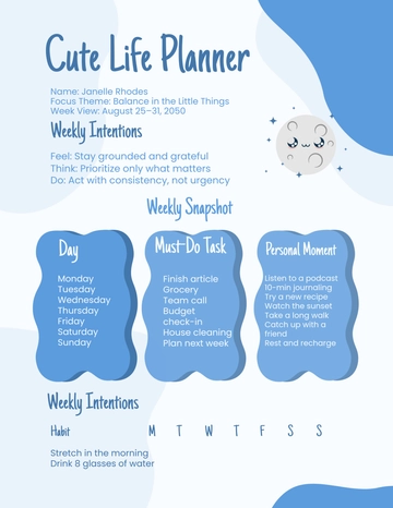 Free Cute Life Planner Template to Edit Online