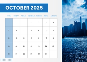 Free Professional October 2025 Wall Calendar Template to Edit Online