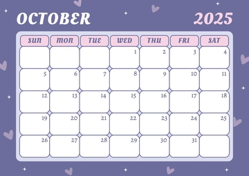 Free Cute October 2025 Calendar Template to Edit Online