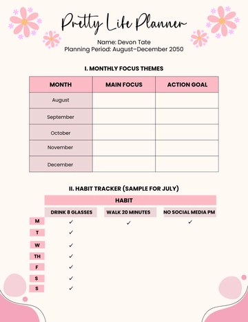Free Pretty Life Planner Template to Edit Online