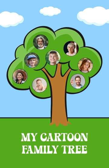 Free Cartoon Family Tree Poster for Children Template to Edit Online