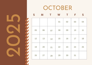 Free General October 2025 Calendar Template to Edit Online