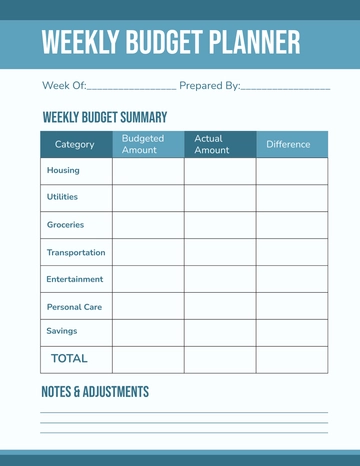 Free Weekly Budget Planner Template to Edit Online