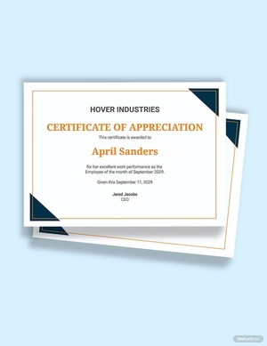 Employee of the Month Certificate of Recognition Template