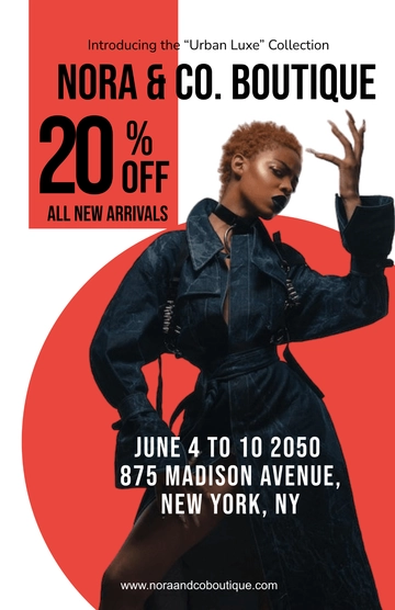 Free Red Fashion Advertising Poster Template to Edit Online