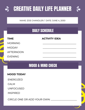 Free Creative Daily Life Planner Template to Edit Online