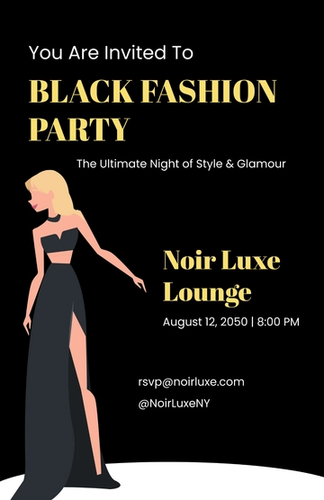 Free Black Fashion Party Poster Template to Edit Online