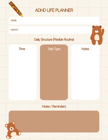 Free ADHD Life Planner Template to Edit Online