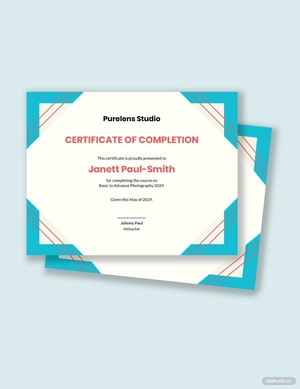 Photography Course Certificate Template