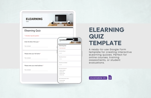 Elearning Quiz Template