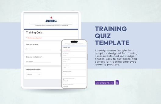 Training Quiz Template Training Quiz Template