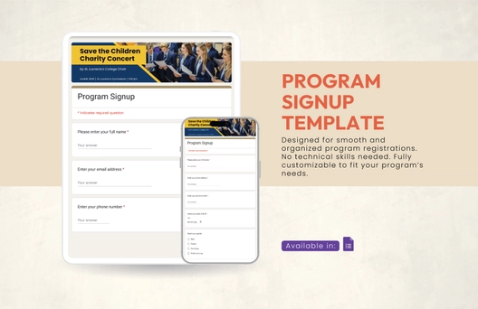 Program Signup Template Program Signup Template