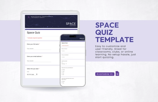 Space Quiz Template Space Quiz Template