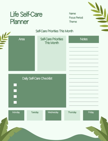 Free Life Self-Care Planner Template to Edit Online