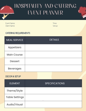 Free Hospitality and Catering Event Planner Template to Edit Online