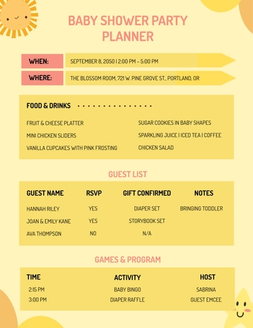 Free Baby Shower Party Planner Template to Edit Online