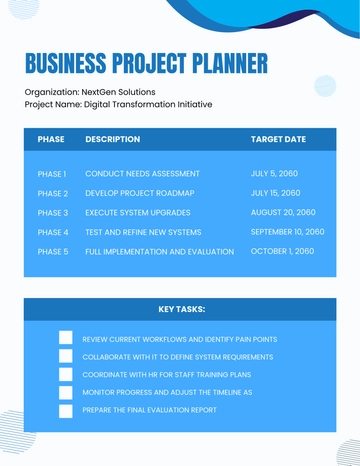Free Business Project Planner Template to Edit Online