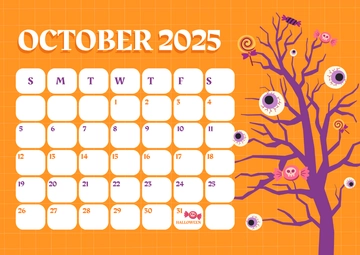 Free October 2025 Halloween Calendar Template to Edit Online