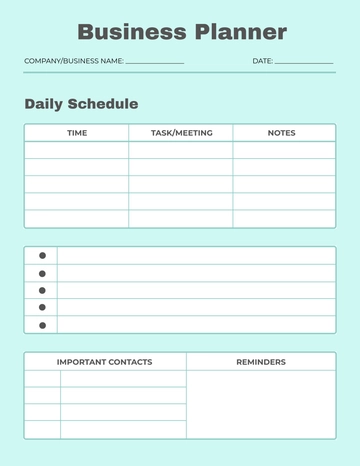 Free Business Planner Template to Edit Online