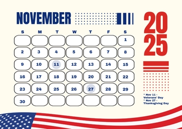 Free November 2025 US Calendar Template to Edit Online