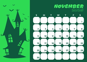 Free Green November 2025 Event Calendar Template to Edit Online