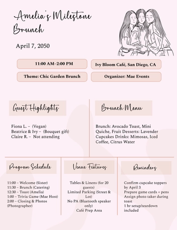 Free Party Planner for Woman Template to Edit Online