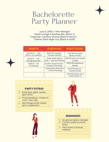Free Bachelorette Party Planner Template to Edit Online
