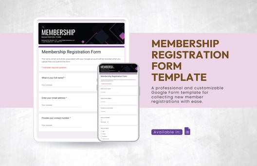 Membership Registration Form Template