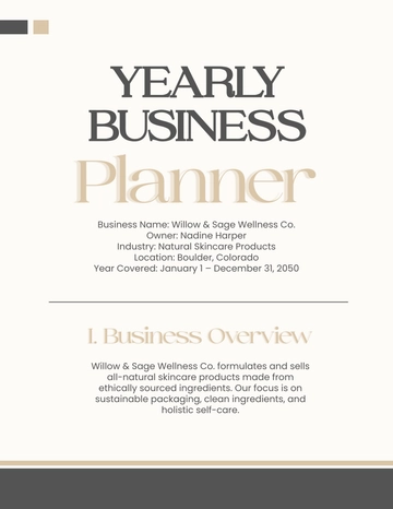 Free Yearly Business Planner Template to Edit Online