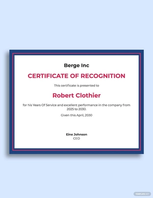 Employee Years Of Service Recognition Template