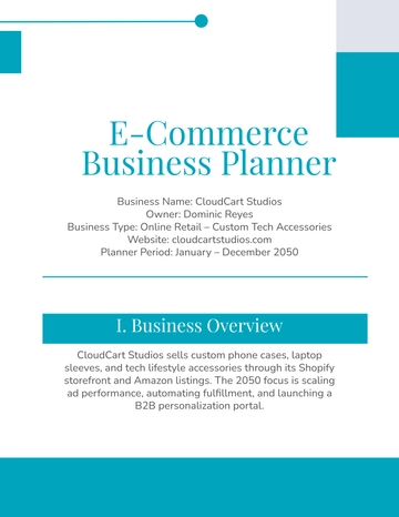Free E-Commerce Business Planner Template to Edit Online