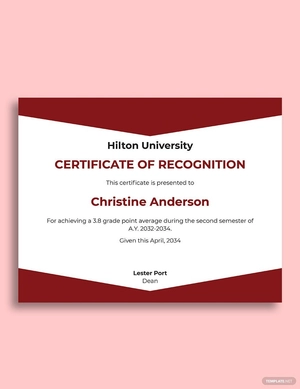 Student Recognition Certificate Template